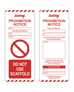 SCAF5 Prohibition Inserts - Scafftag - Pack of 50