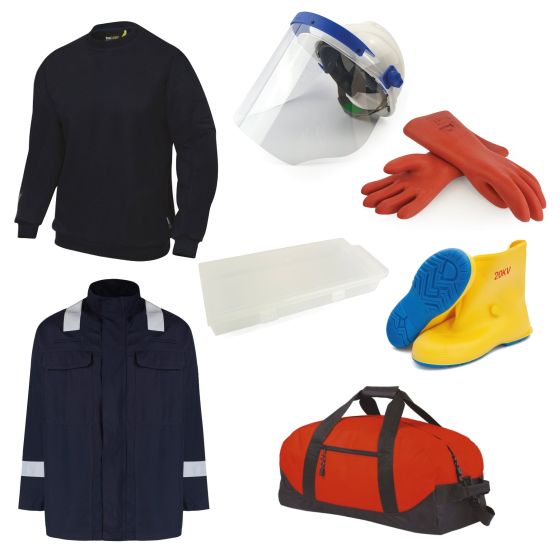 EV PPE Pack inc Gloves & Box Faceshield & Hard Hat Boots Jacket Trousers Polo Shirt & Holdall