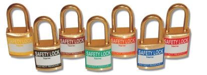 Padlock labels self adhesive. Pack of 10 yellow