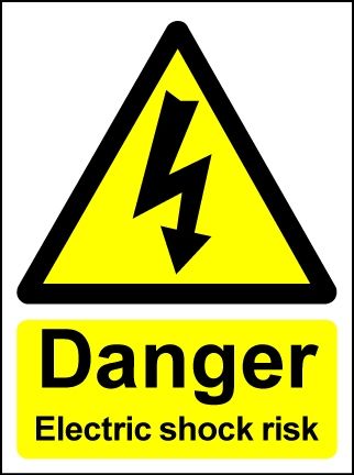 Hazard Warning Sign  Danger Electric shock risk 400x300 mm