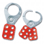 MLH6 Lockout Hasp steel, red plastic coated, scissor action 38mm dia jaws