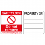 PBL1 and PBL2 Safety Lock Label