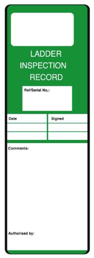 Ladder Inspection Record Safety message/maintenance tag