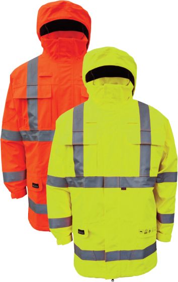 High Viz Arc Flash Orange Waterproof Jacket 42.2cal/cm2