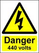  Hazard Warning Sign Danger 440 volts 