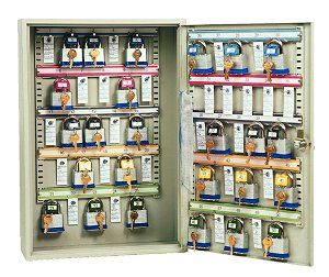 Padlock cabinet holds 25 padlocks - Key locking