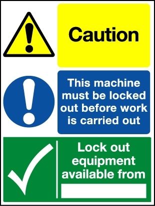 S/A Lockout Wall Sign 600x450mm 3-message 