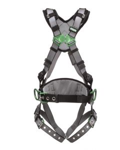 MSA V-FIT Harness, Back/Chest/Hip D-Ring, with Waist Belt, bayonet leg buckles - Standard