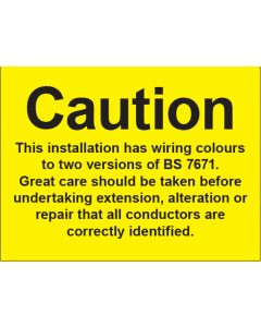 BS7671:2001 Sign (single) 150x200mm s/a