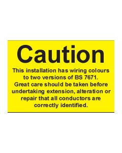 BS7671:2001 Sign (pack of 10) 55x75mm s/a