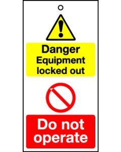 Lockout tags 110x50mm Danger Equipment locked out Do not? Pack of 10 