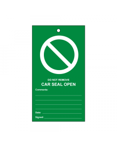 RLOT8 Disposable Car Seal Tag - Green 'Valve Open'