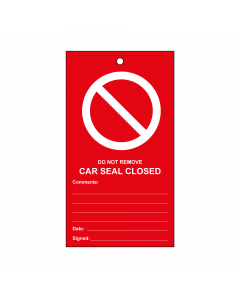 RLOT9 Disposable Car Seal Tag - Red 'Valve Closed'