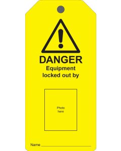 Photo ID Lockout Tag - 'Danger This Tag and Lock to be Removed Only By' - 10 Pack