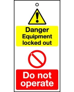 Lockout Tags Danger Equipment Locked out - Do not operate Pack of 10