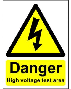 Danger High voltage test area - Safety Sign