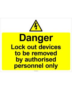  S/A Lockout Wall Sign 450x600mm Danger Lockout devices to 