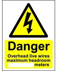 Danger Overhead Live Wires Magnetic (120mm x 90mm)