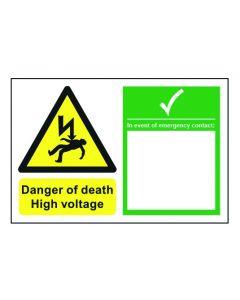 Danger of Death High Voltage inc Emergency Contact