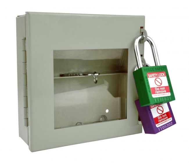 Compact group lockout box in Grey