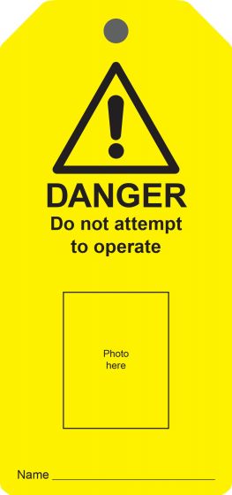 Photo ID Lockout Tag - 'Danger Do Not Attempt to Operate' - 10 Pack